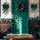 Juledråpeformet julekrans med stor sløyfe og julepynt til peis/veranda i døråpningen 5