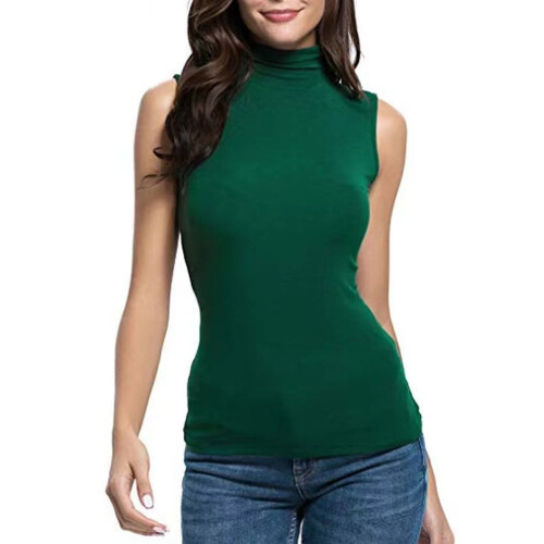 Ärmellose Rollkragenpullover für Damen, leichte, dehnbare Oberteile 2