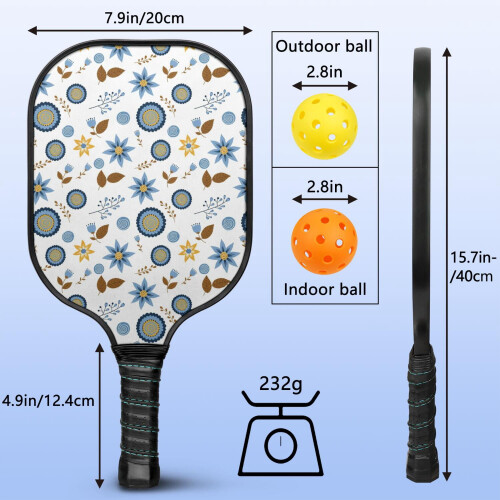 Σετ κουπιών Pickleball με κουπιά από fiberglass σε σχέδια λουλουδιών, 2 μπάλες και τσάντα – 2