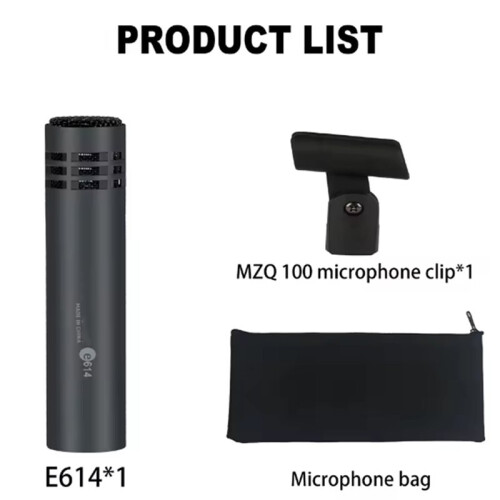 High Quality E614 Condenser Instrument Microphone Cardioid Instrument Mic with Clamp Mount 2