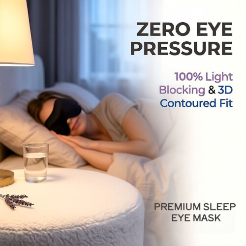 3D Sleep Mask 100% Light Blocking Comfort Adjustable Strap Night Travel Rest Essential 1