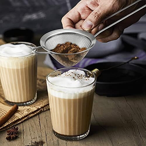 Σετ 2 σουρωτηρίων τσαγιού από λεπτό πλέγμα, από ανοξείδωτο ατσάλι 3,3" με μακριά 1