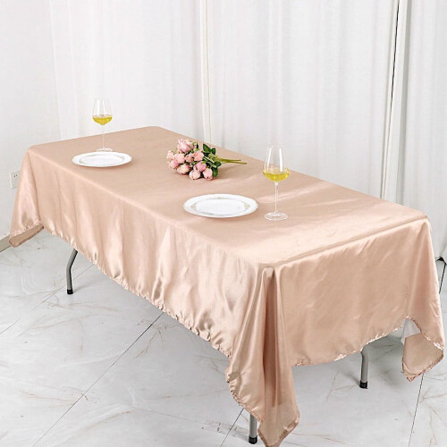 60" x 102" Satin Rectangular Tablecloth Nude Table Linen 2