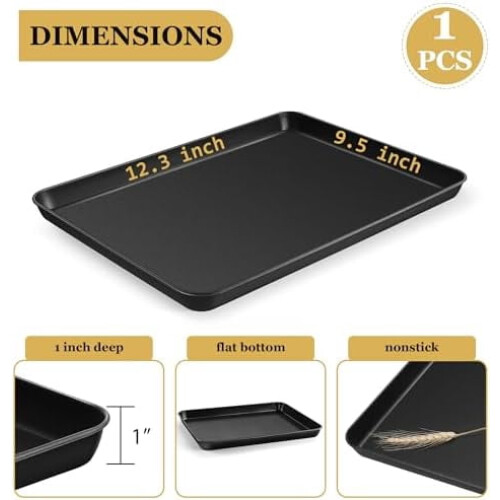 Αντικολλητικό ταψί για μπισκότα 12,3"x9,5"x1", ταψί ψησίματος από ανθρακούχο χάλυβα 1