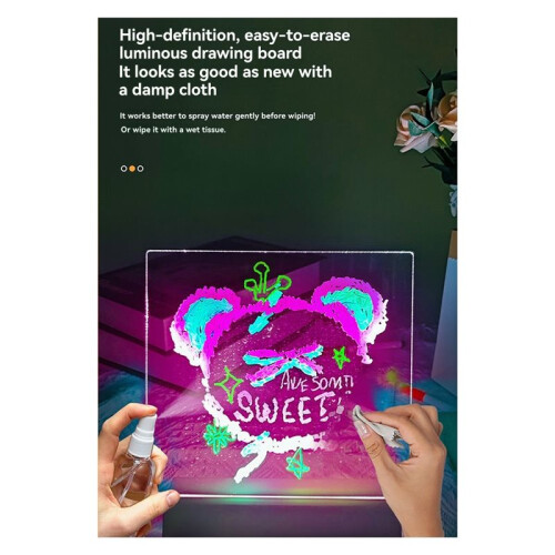 LED Note Board Night Light Acrylic Drawing Board with Message  for Office School Home Black 2