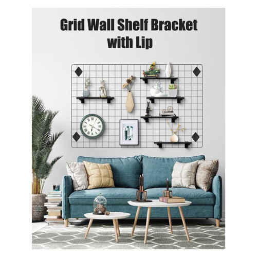 Gridwall Shelf Bracket with Lip, 12" Metal Gridwall Brackets Hooks Heavy Duty Shelf Bracket Gridwall Accessories 1