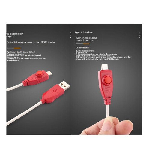 W232 Engineering Cable Compatible with  and  One-Click Access to 9008 Firmware Via Type-C Port Ultra-Efficient 1m 1