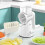 5-in-1Rotary Cheese Grater with Handle, 5Replaceable Stainless Blades & Strong Suction Base (White) 8