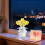 Crystal Blue Rose Ornament in Glass Vase 4