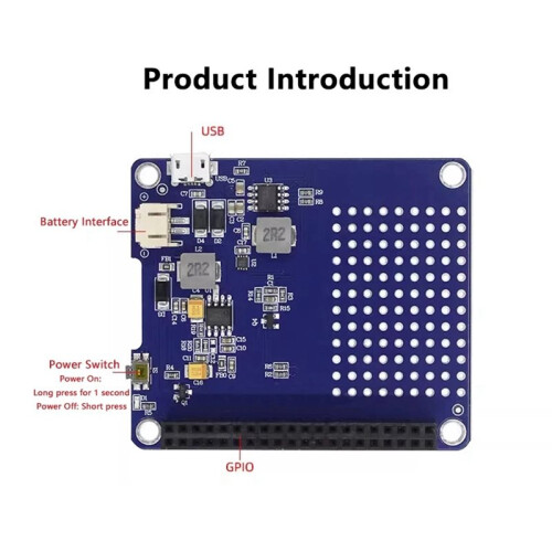 For Raspberry Pi 4/5 UPS Extension Board Uninterruptible Power Supply HAT Lithium Battery Module Without Battery 2