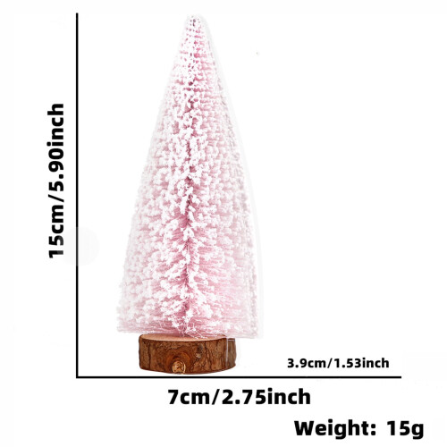Pink Mini Bottle Brush Christmas Tree with Wood Base 1