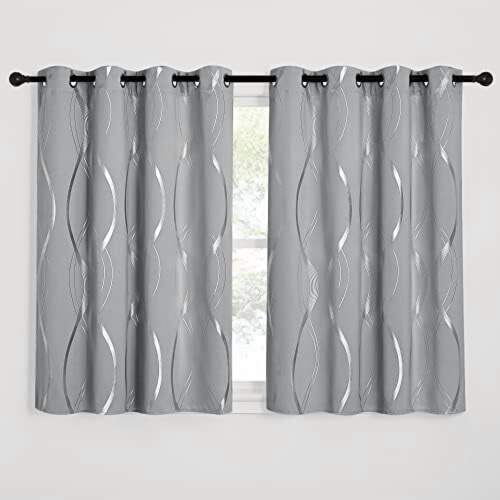 Blackout Curtains Silver Gray 2 Panels 52x45 inch 1