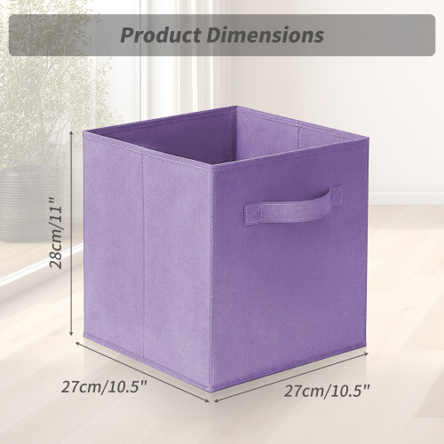(Purple) 4x Storage Cube Boxes Clothes Organiser Foldable 1