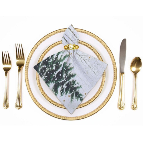 Woodland Deer Pine Tree Cloth Napkins 2 pcs 1