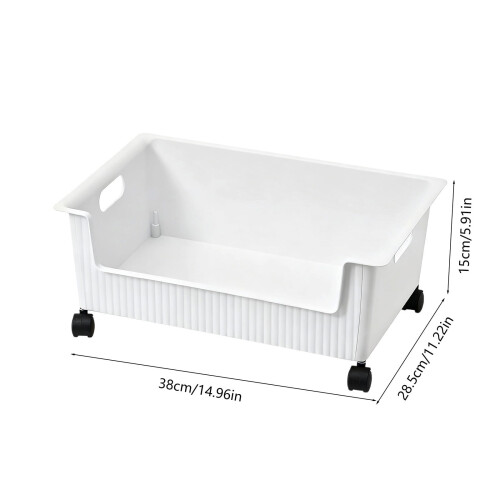 White Rolling Storage Box – PP Plastic, 38x28.5x15cm 2
