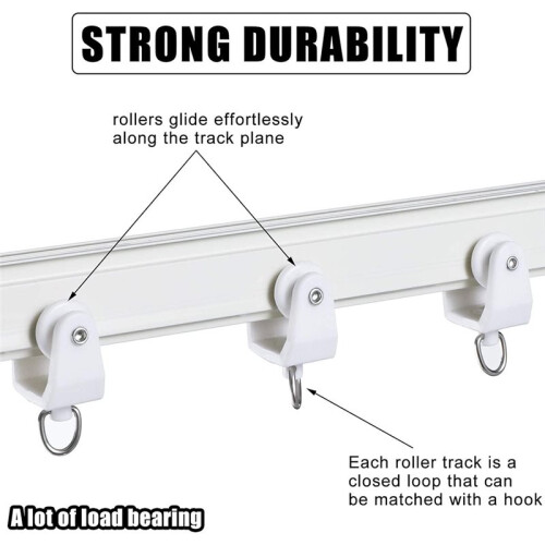 100 Pcs Curtain Track Rollers White Plastic Drapery Rail Gliders for Shower and Window 2