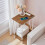 Side Table with Charging Station Walnut White 2-Tier 5