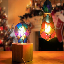 2 Pack Stained Glass Light Bulb E26 4W 120V LED Colorful Lightbulb Painted Glass LED Light Bulb Romantic Lighting