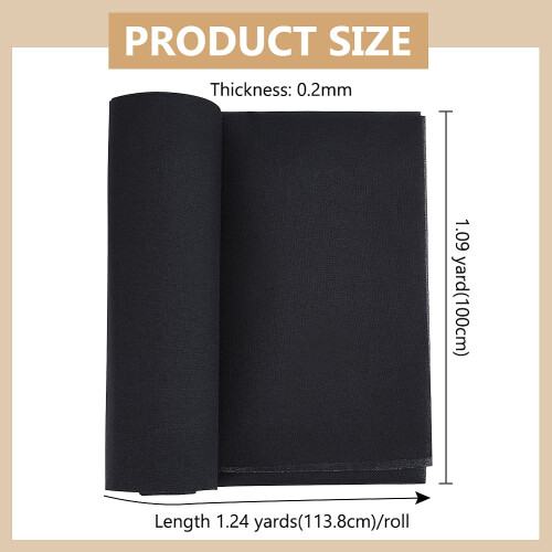 Entretela preta de 39,3 x 44,8 polegadas, tecido plano com aplicação termocolante em um lado, ideal para forro de blusas. 1