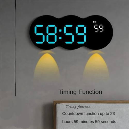 LED Ambient Light Clock Living Room Wall Clock Timing Function Two Sets of Clock Brightness Level Remote Control. A 1