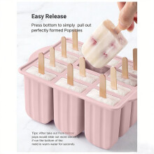 DIY Ice Cream Kit for Summer, Including Wooden Sticks and Silicone Molds, Kitchen Accessorie