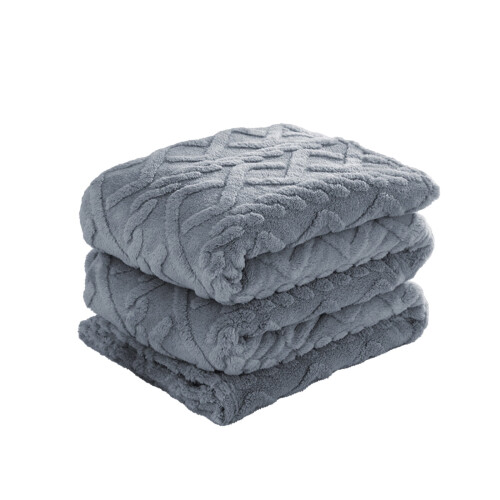 Polyester Blanket Soft Warm Throw 150x100cm Grey 1 Pc 1