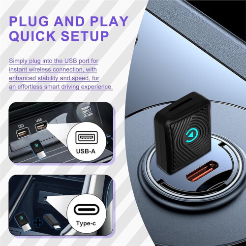 Wireless CarPlay Adapter for for IOS 10+ Seamless Connection, Convert Wired to Wireless