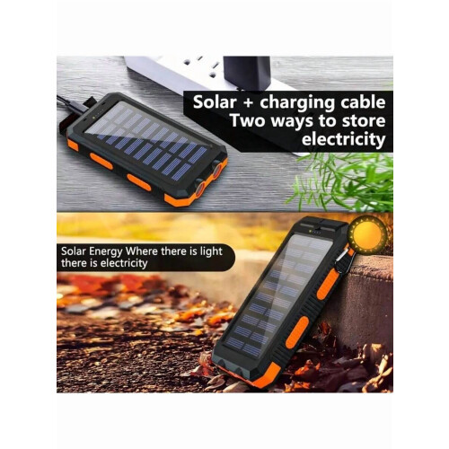Ηλιακή τράπεζα ενέργειας 10000mAh με φακό LED και διπλή θύρα USB 1