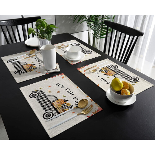 Set de 6 sets de table lavables sur le thème de l'automne 2