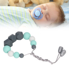 Mintgrüne Baby-Teether-Kette aus weichem Silikon, bequeme Beißkette