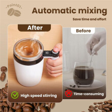 Automatic Magnetic Stirring Coffee Mug, Self-Stirring Coffee Mug with Temperature Battery LCD, Rechargeable Coffee Mug C