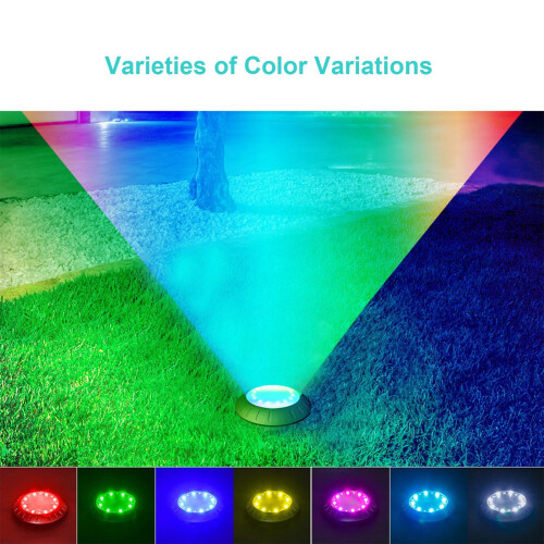 Solar Ground Lights 16-LED RGB Warm White 2-Pack 2