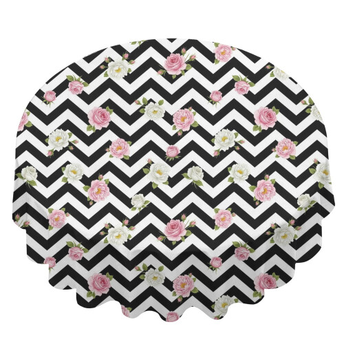 Floral Print Round Tablecloth 60 x 60 Inch 1