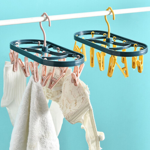 Xoxingysm Plastic Drying Rack with 12 Clips, Windproof & Multi-Functional for Dorm/Student Use – Compatible with Home Textiles 2