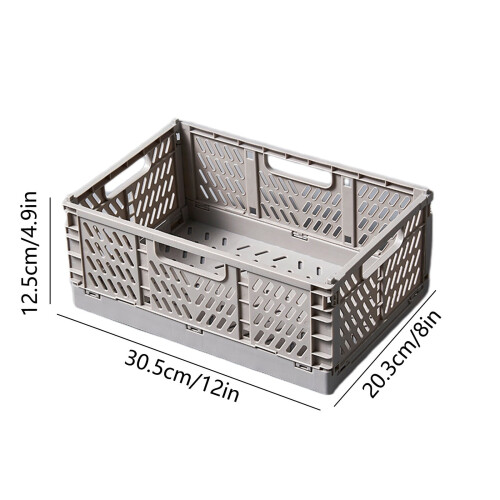 Foldable Plastic Baskets 12x8x5", Collapsible Storage Crate with Mesh Ventilation, Multifunctional Organizer – Gray 1