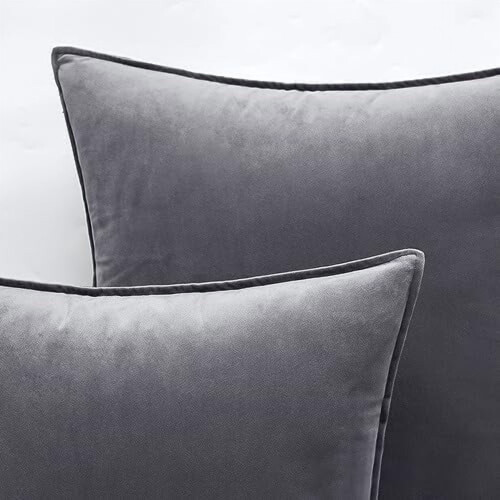Kuddfodral i sammet, mörkgrått, 61x61 cm, 2-pack 1