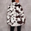 Γυναικείο παλτό shearling με μοτίβο αγελάδας, μακρύ, με πέτο και turndown 8