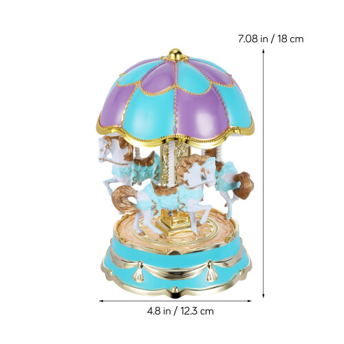 YEAHIBABY Rotating Carousel Music Box with Multicolor LED Light Table Centerpiece 2