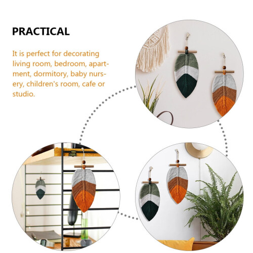 2Pcs Tapestry Wall Hanging Leaf Macrame Decor Assorted Color 2