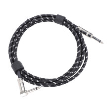 Cavo per chitarra in nylon intrecciato, angolo di 6,5 mm a retratto, lunga 3 m, nero