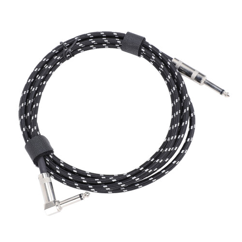 Cable de guitarra de 6.5 mm 3 m ángulo recto recto negro