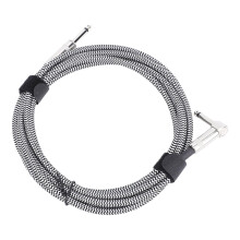 Cavo per chitarra in nylon intrecciato da 6,5 mm, 3 m, angolo diritto a 90 con terminazione nera dot