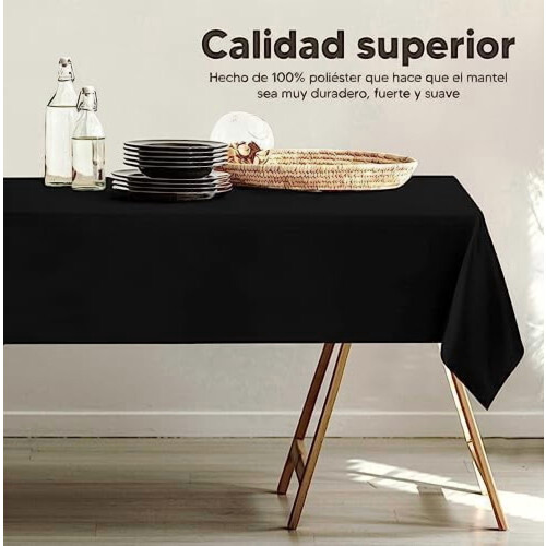 2-pack svarta rektangulära bordsdukar (60x84"), polyester, maskintvättbara – kompatibel med restauranger, bufféer, picknickar, evenemang, 2