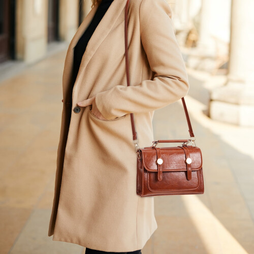 Τσάντα Vintage Μικρή Καφέ Τσάντα Crossbody για Γυναικεία με Λαβή Γυναικεία Τσάντα Ώμου 1