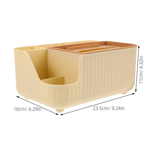 Caixa retangular para lenços de papel, 1 unidade, em plástico bege, com design simples para uso diário. 1