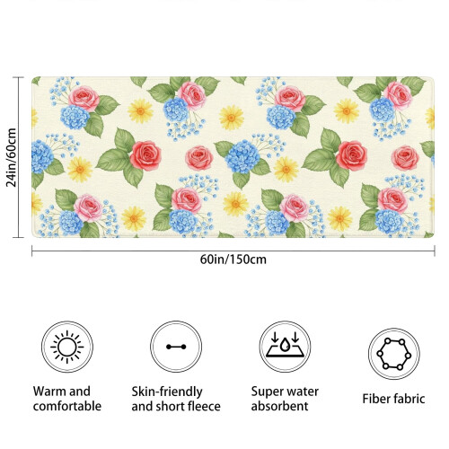 Χαλί μπάνιου Pioneer Flower Floral, αντιολισθητικό χαλάκι μικροϊνών με επένδυση από 2
