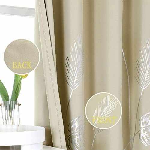 Cortinas térmicas blackout brancas 38x84 polegadas com ilhós bege 2 2