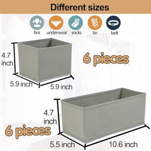 12-Piece Foldable Fabric Drawer Organisers 1