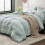 Twin Comforter Set Sage Green Striped Reversible 5-Piece 2