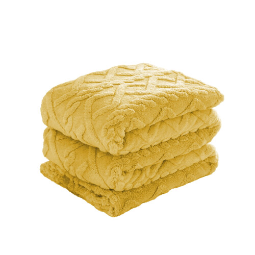 Polyester Blanket 150x100cm Soft Warm Throw Yellow 1 Piece 1